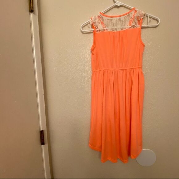 Pinky girls coral ruffle long sleeveless hi low maxi summer dress lace trim 10 - Picture 2 of 7